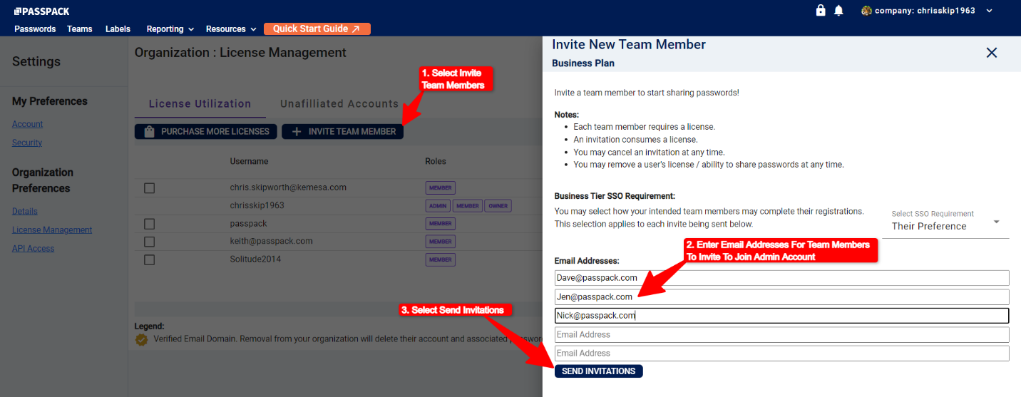 Inviting Team Members Step 3